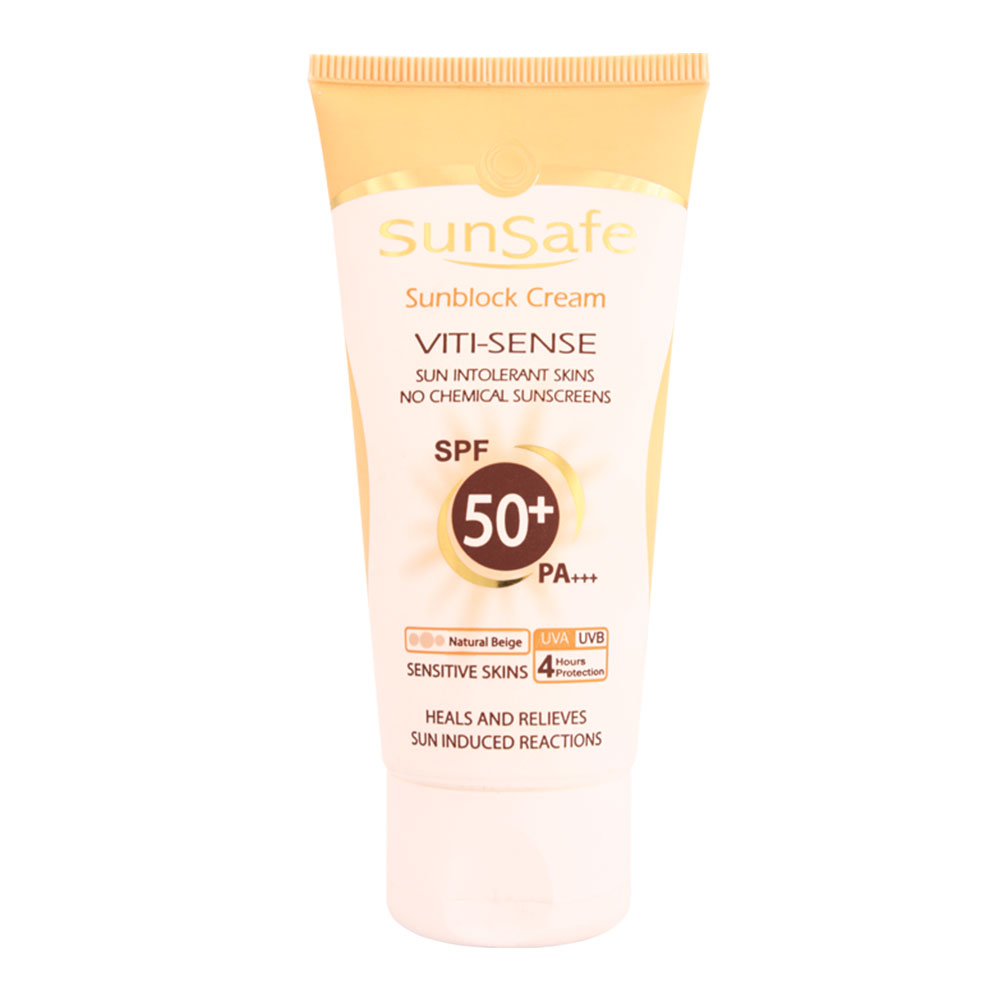 كرم ضد آفتاب +SPF 50 فیزیکال پوست حساس سان سیف SunSafe