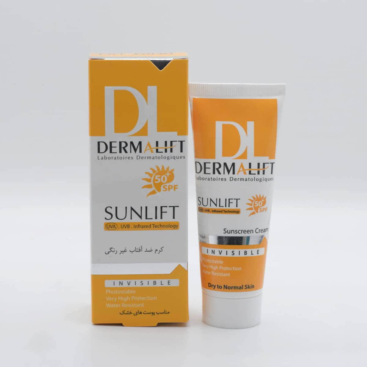 کرم ضد آفتاب غیر رنگی مناسب پوست خشک spf 50 سان لیفت درمالیفت Dermalift Sunlift