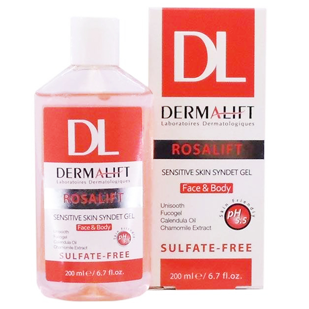 ژل شستشوی غیر صابونی پوست های حساس رزالیفت درمالیفت Dermalift Rosalift